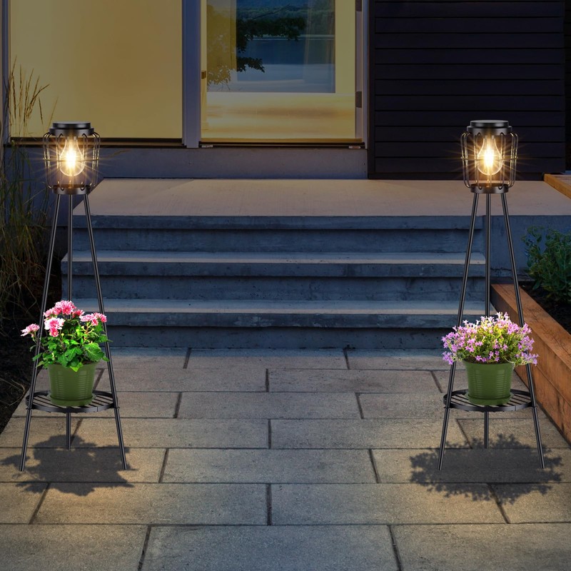 MXwcy Solar Lights Outdoor with LED Edison Bulbs, Solar Floor