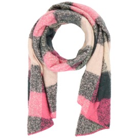 PIECES Women's Pcpyron Checked Long Scarf Noos Bc, Shocking Pink, One Size