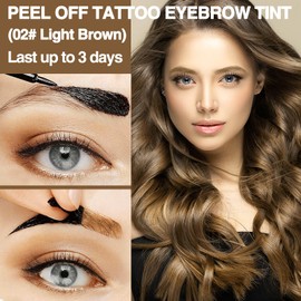 Easy Peel Off Eyebrow Color Gel, Tattoo Brow Peel Off Color Gel, Last Up to 3 Days, Waterproof & Sweatproof Brow Tattoo, Light Brown