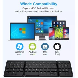 Foldable Bluetooth Keyboard, USB Tri Folding PC smartphone android apple windows