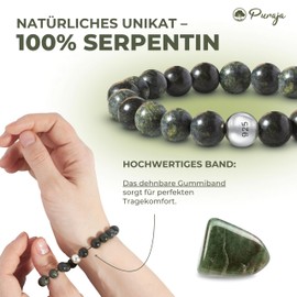 PURAJA Genuine Natural Stone Bracelet with 925 Sterling Silver Pearl and 8 mm Natural Stone Beads