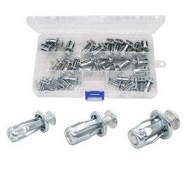 binifiMux 32-Pack M4 M5 M6mm Jack Nuts Assortment Kit, Petal Nuts, Expansion Nut, Thin Fixings Dowels with Screws Assembly for Hollow Wall Iron Skin Line Use in Thin Soft Wall