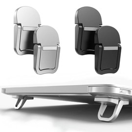 KASELIN Laptop Computer Stand, Laptop Stand, Laptop Holder for Laptop, Foldable, Stick-on Type, Portable, Cooling, Heat Dissipation, Ergonomics, Posture, Silver+Bright Black, Set of 4