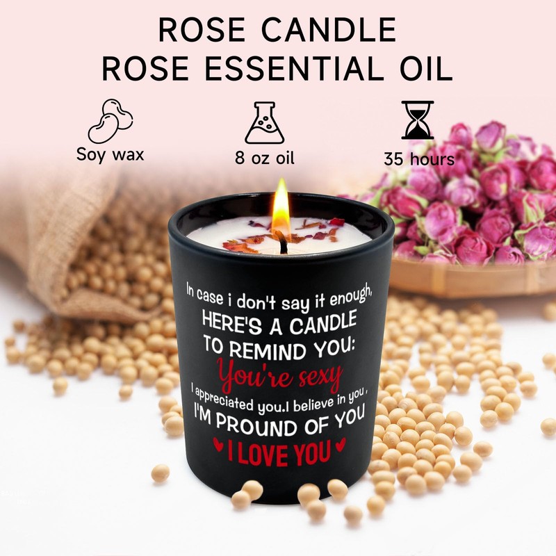 Rose Scented Candle 8oz with Gift Box – Anniversary, Wedding,
