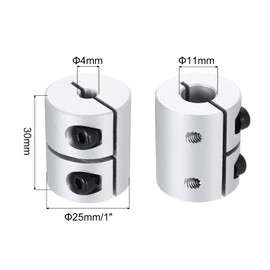sourcing map Shaft Coupling 4 to 11mm(ID) 30mm(L) Aluminum Alloy Shaft Coupler Connector Rigid Joint Motor Accessories for 3D Printer DIY Robots Model CN