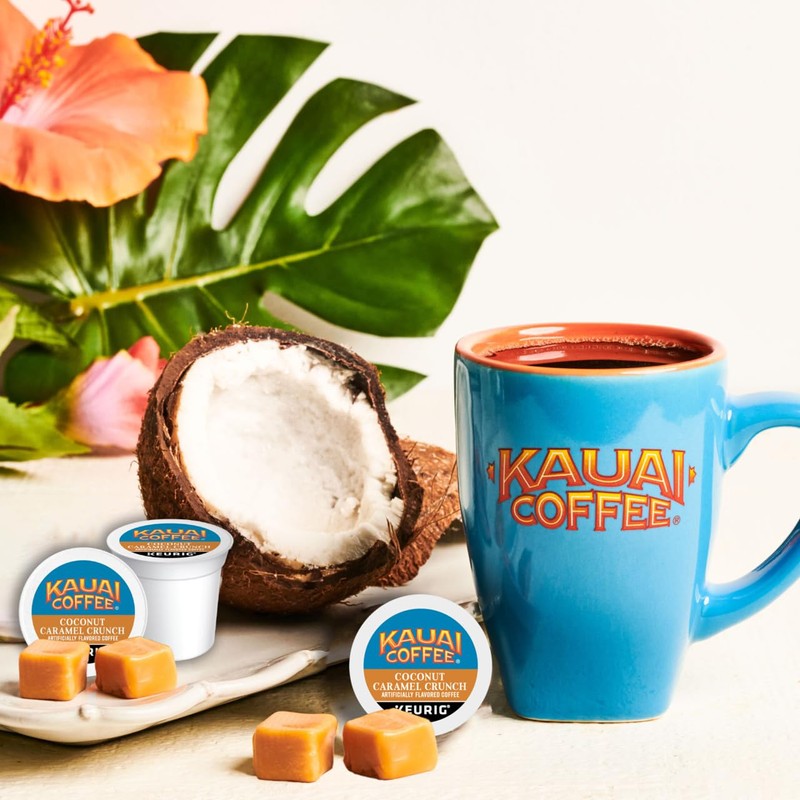 Kauai Coffee Coconut Caramel Crunch Flavor - Compatible with K-Cup