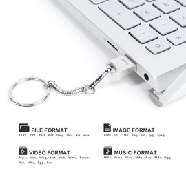 USB Stick 64 GB, Mini Memory Stick 64 GB USB 2.0 Flash Drive 64 GB Metal Pen Drive Memory Stick with Key Rings for PC, Laptop, TV, Speaker, Car, External Data Storage etc. (Silver)