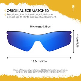 AOZAN ANSI Z87.1 Replacement Lenses Compatible with Oakley Radar Path Sunglasses, A018EU-CBLUE, A018EU-CBLUE, Capri Blue - Polarized