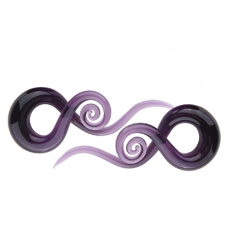 2Pcs Purple Ear Glass Spiral Tapers Plugs Tunnels Expander Gauges