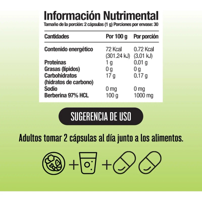 Berberina Hcl 97% 60 Caps De 500mg Momosie