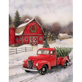 RUIHA Christmas Diamond Painting Kits,Winter Diamond Art Kit for Adults,5D Truck Paint with Diamond Full Drill for Parents-Children Interrction,Wall Decor(12x16)