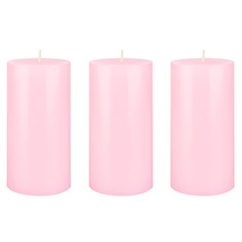 Mega Candles 3 pcs Unscented Solid Pink Pillar Candles, Hand Poured Premium Wax Candle 3 Inch x 6 Inch, Home Décor, Spas, Weddings, Celebrations, Party, Centerpieces, Holidays, Vigils, Prayers