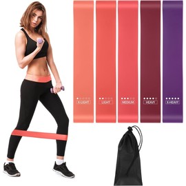 Bandas Elasticas Musculación, 5 Niveles de Bandas de Resistencia para Gluteos Cadera Piernas Brazos Set de 5 Cintas Elásticas Fitness Musculación para Entrenamiento Deporte Yoga Pilates