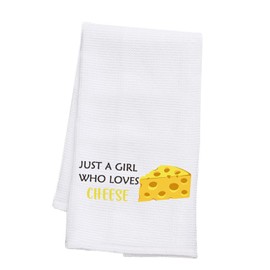 BDPWSS Funny Cheese Gift Just A Girl Who Loves Cheese Kitchen Towel for Cheeses Lover Gifts Cheese Fans Gift Food Lover Gift (Girl Lover Cheese TW)