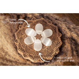 Lebensquelle Plus Selenite drop pendant, drilled tumbled stone pendant with cotton band, high-quality gemstone pendant, Semi Precious Stone, Selenite