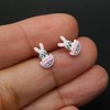 ICYROSE 925 Sterling Silver pink purple Easter Bunny in Egg