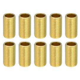 PATIKIL M10 Fine Thread Lamp Pipe, 10 Pack 15mm Threaded Hollow Tube Adapter Brass Coupler Connector Pipe Fitting