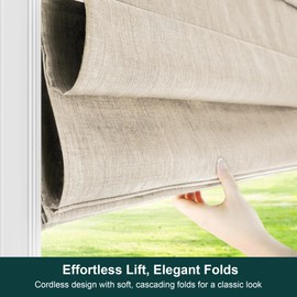 CHICOLOGY Cordless Roman Shade, Light Filtering Privacy Liner, Textured Belgian Flax Fabric, True-to-Size 32" W x 72" H, Inside/Outside/Ceiling Mount Window Treatment for Living Room Bedroom