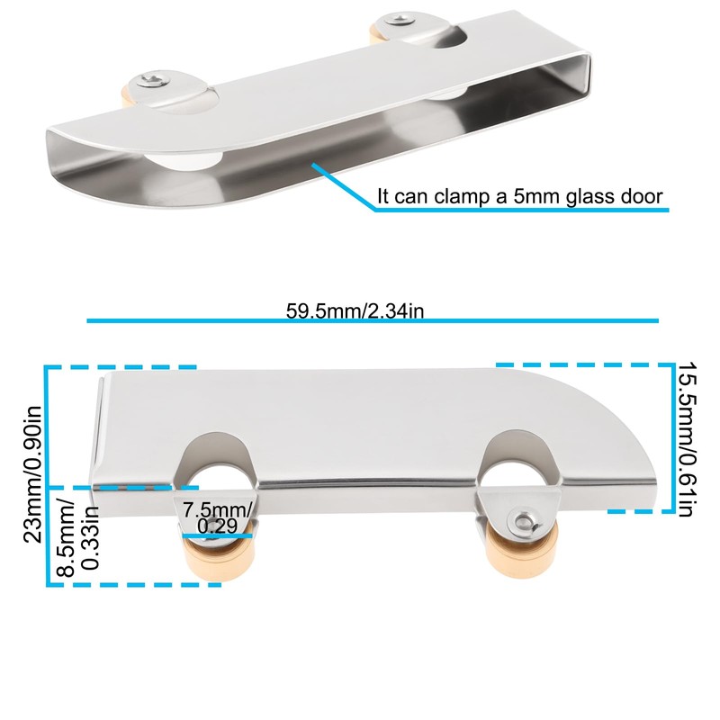 OTOTEC 10x 5mm Stainless Steel Glass Sliding Door Rollers Track