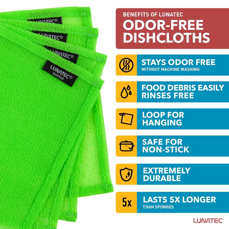 Lunatec Odor-Free Kitchen Dishcloths. A Scrubber and scouring pad for