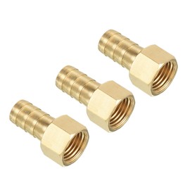 PATIKIL Hose Barb Fitting Straight 10mm Barbed G1/4 Female Thread, 3 Pack Brass Mini Pipe Connector, Yellow