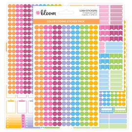 bloom daily planners Color Coding Planner Stickers - 1/4" Dot Labels - Six Sheets, 1000+ Stickers Per Pack!