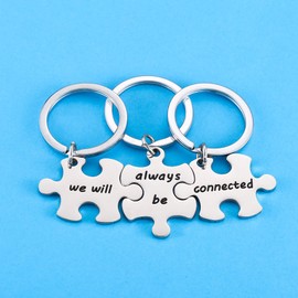 3PCs BBF Friendship Jewellery Gifts For Women Girls Key Ring Gift for Best Friends We Will Always Be Connected Christmas Gifts