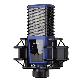 BASN BMS2 Cardioid Condenser Microphone, Large Diaphragm XLR Studio Recording Mic for Podcasting, Singing, Streaming (Blue)