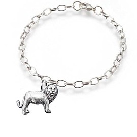 Leo the lion pp-ss04 3.3x2.3cm fine lead free English Pewter on a belcher link chain anklet bracelet