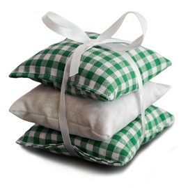 Thyme Scented Pillow Herb Cushion Set of 3 Each 9 x 9 cm Green / White / 100% Pure Natural Thyme Cushion