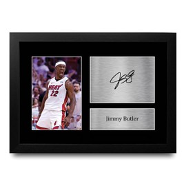 HWC Trading Jimmy Butler Miami Heat Gifts Printed Signed Autograph Picture for Basketball Memorabilia Fans - A4 Framed