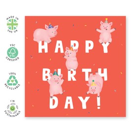 Central 23 Girls Birthday Card - Farm Animals Birthday Cards for Boys - Happy Birthday Letter Pigs - Comes With Fun Letters - Made in the UK Recyclable