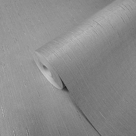 Modern Gray Silver Metallic Faux Fabric Textured Stria Lines Texture Wallpaper
