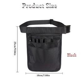 Yqhugbc Nurse Bag, Nurse Belt Bag Women, Tool Bag Belt, Belt Bag Work, Women's Nurse Bag, for Medical Scissor Set Tools, black, NO