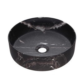 Miyili Bathroom Vessel Sink 14.2" Modern Above Counter Round Vessel Vanity Sink Marbling Ceramic Countertop Sink Art Basin, VS3636M