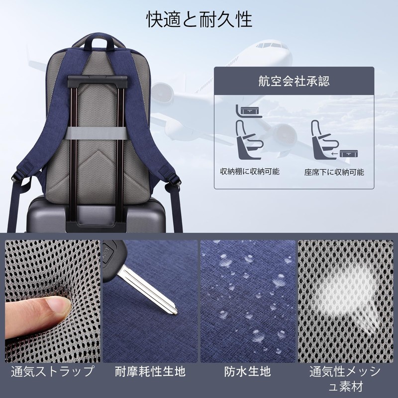 HOMIEE Men's Backpack, Business Backpack, Lightweight, Thin, 15.6 inch, 17.3