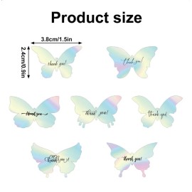 Does Not Apply 100Pc Metal Holographic Thank You Stickers Rainbow Foil Self Adhesive Butterfly