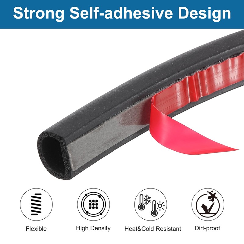 PATIKIL 40 ft D Shape Rubber Seal Strip, Self-Adhesive EPDM