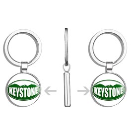 HJ Media Oval Keystone Colorado Mountain BG (Snow ski Resort) Metal Round Metal Key Chain Keychain Ring