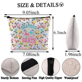 BDPWSS Roller Skating Gifts Roller Skater Makeup Bag Roller Skating Lover Gift Skaters Gonna Skate Zipper Pouch For Skater (Skaters gonna skate bag)