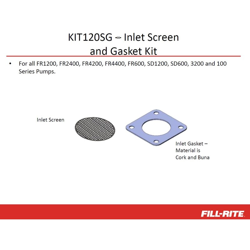 Fill-Rite KIT120SG Kit, Screen Gasket Small Pumps (600, 1200, 2400,