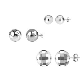 Charmsy Set of 3 Pairs 925 Sterling Silver Lightweight Ball-Post Stud Earrings for Women Teen