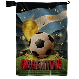 FIFA World Cup 2022 Team Argentina Flag Outdoor Home Decor Burlap Banner Room Wall Art Patio Porch Lawn Club Bar Decorations Tapestry Yard Sign Sports Fan Trophy Game Champion Soccer Gifts Made In USA