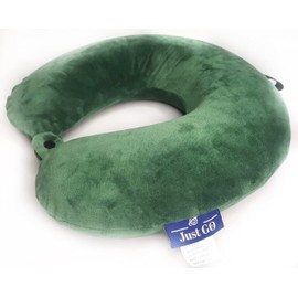 Just GO Travel Memory Foam Neck Pillow with Snap Strap, for Plane, Train or Car Travel, Comfortable and Soft Cover, Removable Cover, Machine Washable