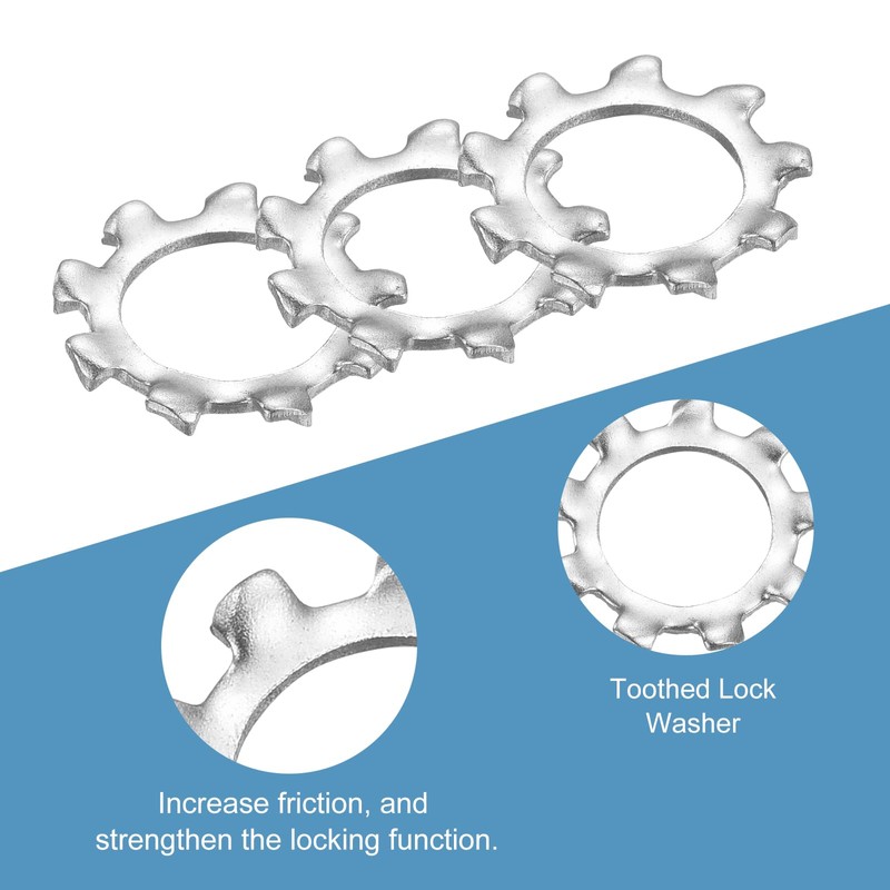 sourcing map M10 20Pcs External Tooth Washers, 410 Stainless Steel