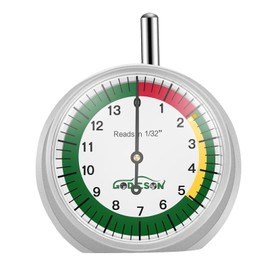 GODESON Tire Tread Depth Gauge,Dial Type Tire Depth Gauge in 32nds,Color-Coded and Easy Reading Tread Depth Gauge Professional for Motorcycle, Car,Truck and Bus, Silver Powder-Coated Zinc Alloy Casing