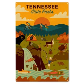 Lantern Press 10x15 Inch Wood Sign, Ready to Hang Wall Decor, Tennessee State Parks, Tennessee, Geometric