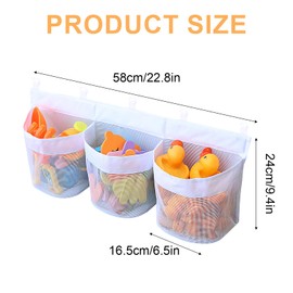 Bath Toy Storage Bag, 60 cm Bath Toy Hanging Organiser Bag, Toy Storage Mesh Bag for Children Babies, Storage and Sorting of Toys