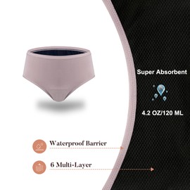 AIRCUTE Super Absorbency Urinary Incontinence Underwear for Women, Reusable Mid Rise Panties for Nighttime leaks 4.2OZ (Dusk, X-Large)