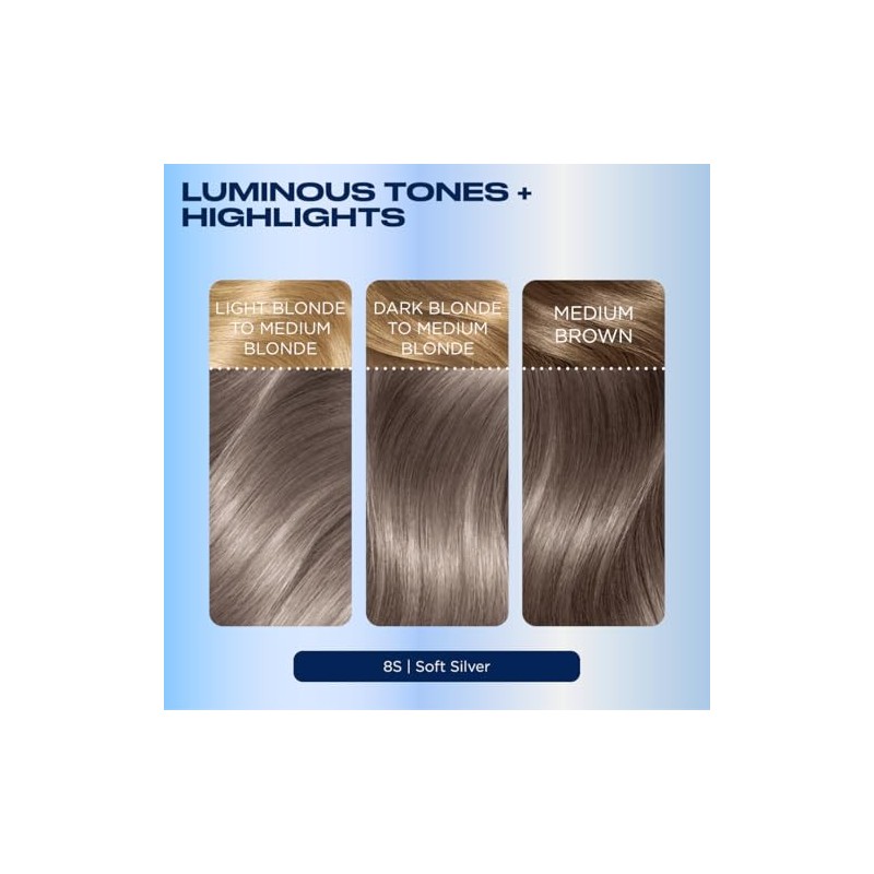 Clairol Nice'n Easy Permanent Hair Dye, 8S Soft Silver Hair